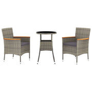 Set Bistr¨° da Giardino 3 pz | Set Salotto da Giardino con Cuscini in Polyrattan Grigio