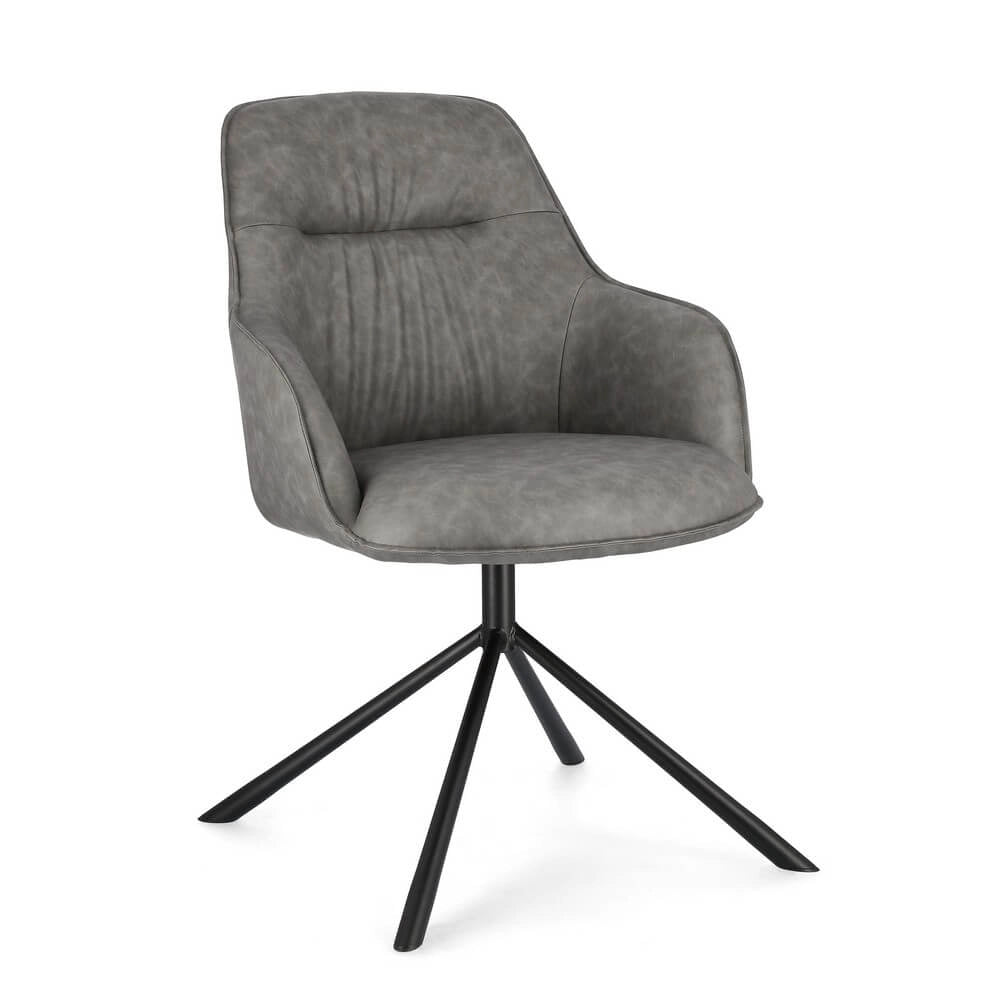 Set di 2 Poltrone Imbottite in Tessuto con Braccioli e Gambe in Acciaio - EFFORTLESS
