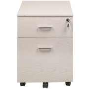 Cassettiera Schedario da Ufficio in legno Bianco 2 Cassetti con Serratura 40x45x55cm