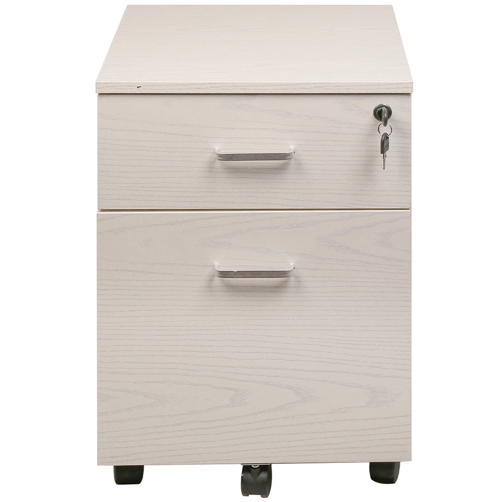 Cassettiera Schedario da Ufficio in legno Bianco 2 Cassetti con Serratura 40x45x55cm