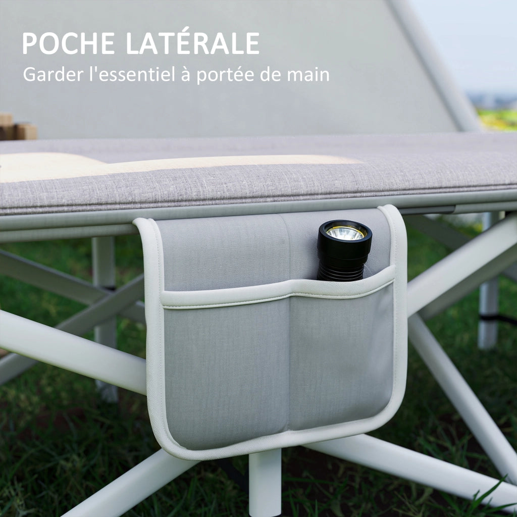 Letto da campeggio pieghevole con materasso e sedia a sdraio ¨C zephmum ¨C 185x65x37 cm grigio