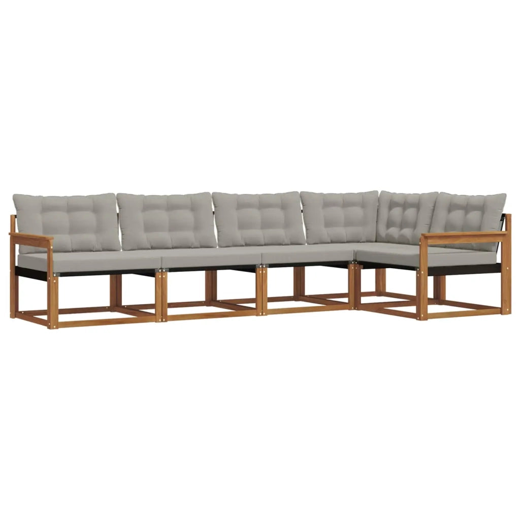 Set di divani da esterno 5 pcs Grigio Naturale e Chiaro 3369450
