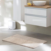 Collezione di bagno tappeto a tessuto liscio beige 40 x 60 cm – tappeto da bagno lavabile con trattamento antiscivolo – 100% cotone – tappeto da bagno adatto per il phon – tappeto da doccia per la stanza da bagno