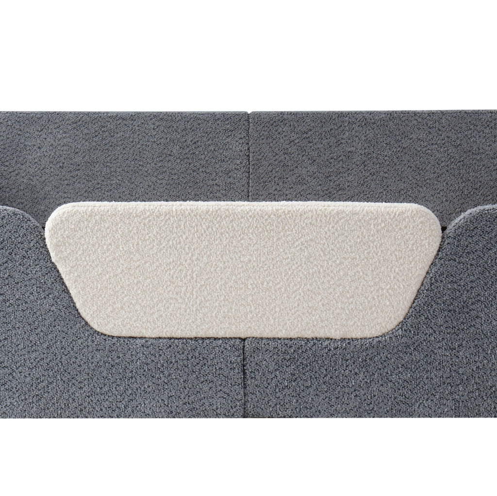 Letto imbottito 140x190 cm con sponde laterali rimovibili in velluto grigio