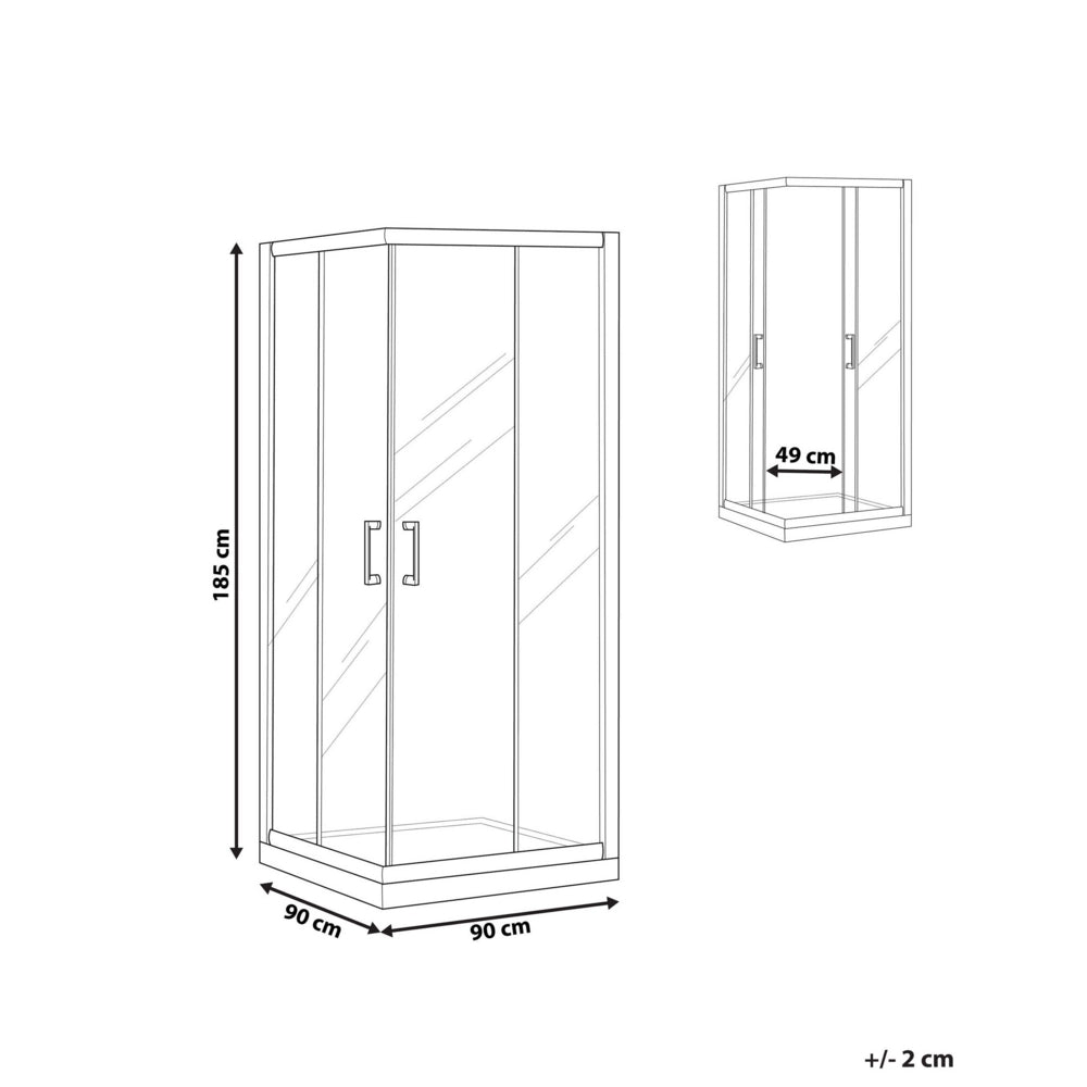 Box doccia oro vetro temperato doppia porta scorrevole 90 x 90 x 185 cm bagno design moderno