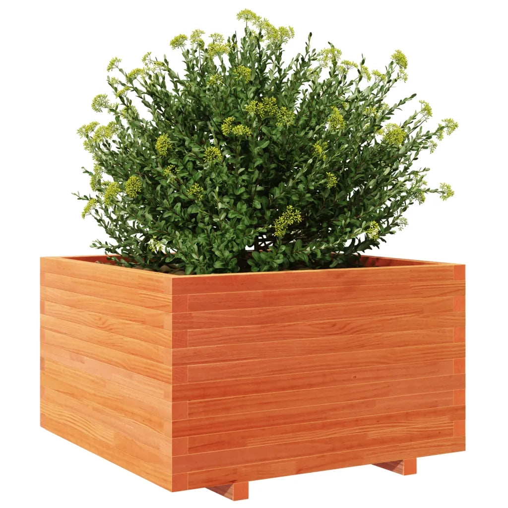 Fioriera Giardino Marrone Cera 80x80x49,5cm Legno Massello Pino