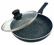 Kinghoff KH-3957 Padella in Marmo Antiaderente 24 cm con Coperchio in Vetro