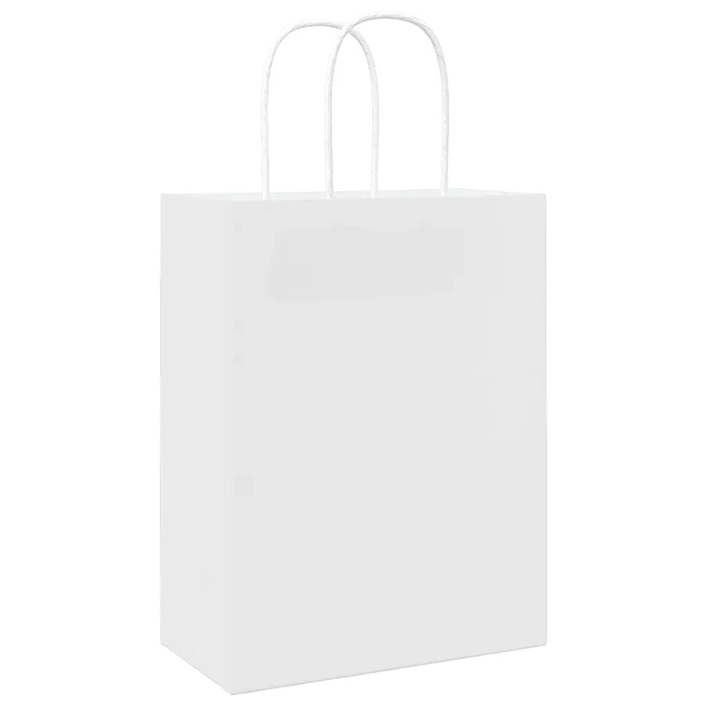 Sacchetti di Carta 50 pz con Manici Bianchi 21x11x28 cm
