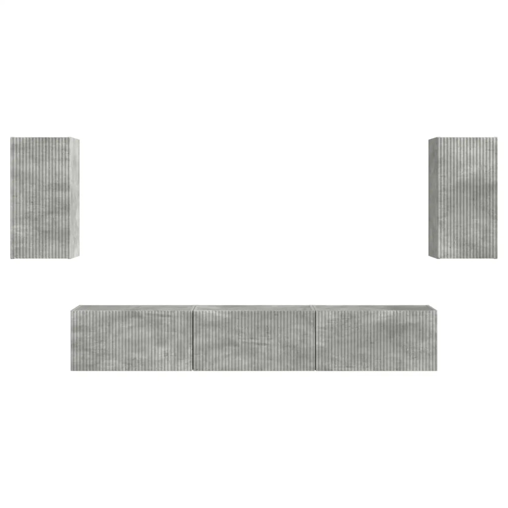 Set mobile TV 5 pcs Grigio cemento Legno multistrato