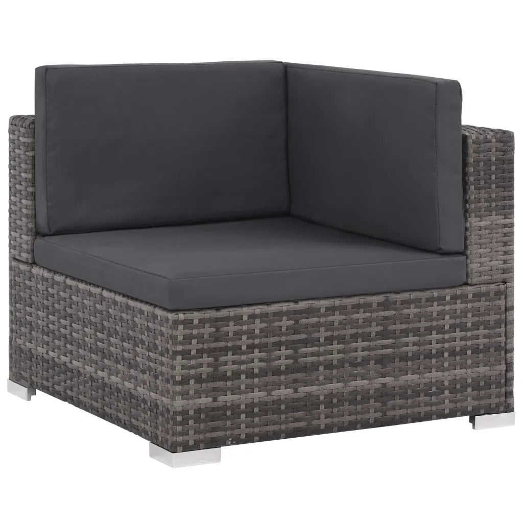 Set Divani da Giardino 6 pz con Cuscini in Polyrattan Grigio 44607