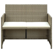 Divano da Giardino a 2 Posti con Cuscini-Sofa da Giardino-Divano da esterno Beige in Polyrattan