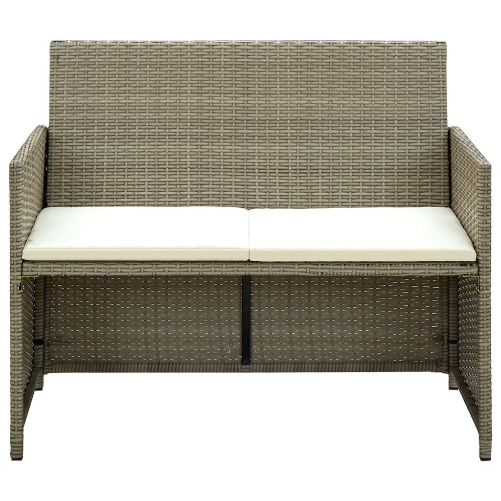 Divano da Giardino a 2 Posti con Cuscini-Sofa da Giardino-Divano da esterno Beige in Polyrattan