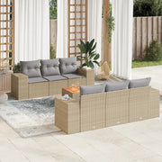 Set Divani da Giardino 7 pz con Cuscini Beige in Polyrattan