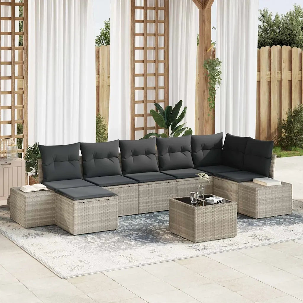 Set Divano da Giardino 7 pcs Grigio chiaro polyrattan 3355831