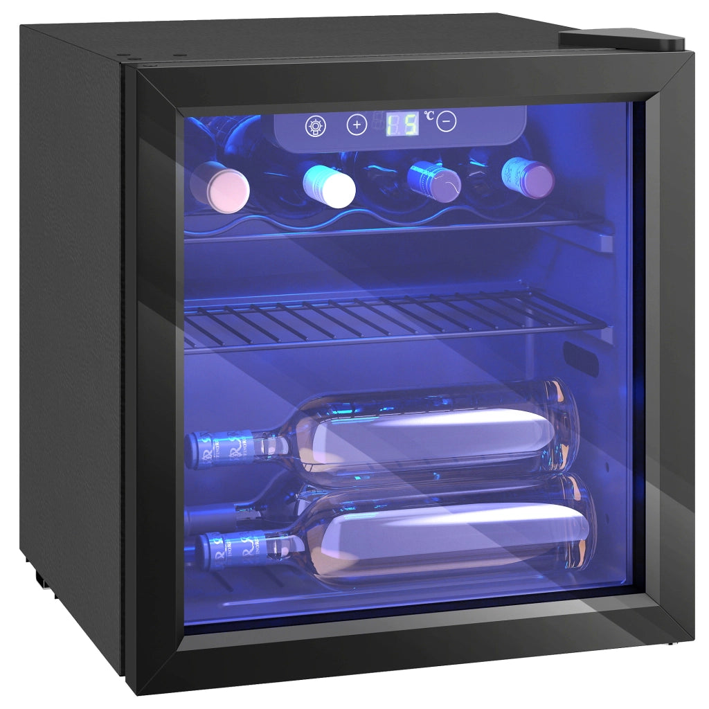Cantinetta Vino Refrigerata ¨C Zephmum ¨C 12 Bottiglie, Vetro Temperato, Nera