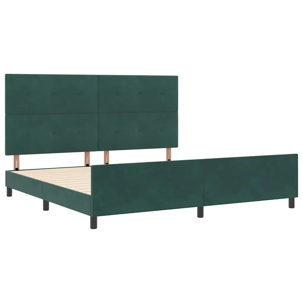 Letto a molle con testiera Verde Scuro 200 x 200 cm Velluto 3344966
