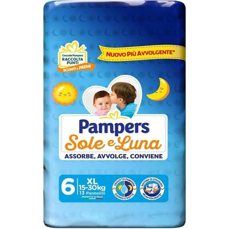 PANNOLINI PAMPERS SOLE E LUNA CONFEZIONE DA 13 PEZZI TAGLIA 6 NEW EXTRA