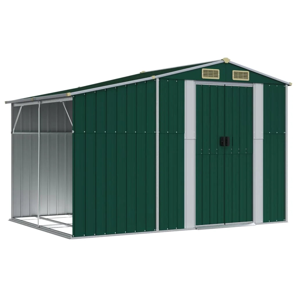 Casetta da giardino cabina ripostiglio casetta da esterno robusta casetta per attrezzi 277 x 192,5 x 179 cm acciaio zincato verde 02_0022376