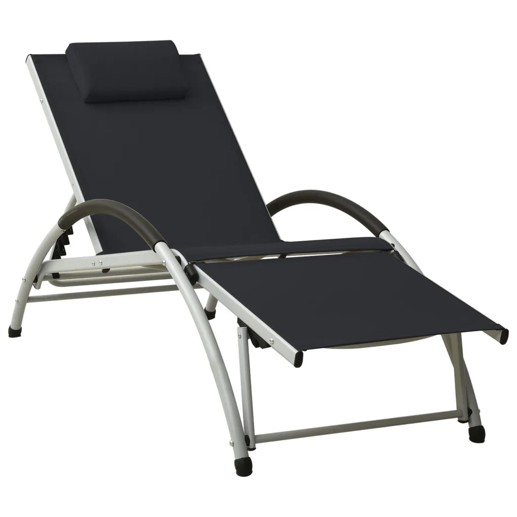 Lettino Prendisole con Cuscino in Textilene Nero cod mxl 23089