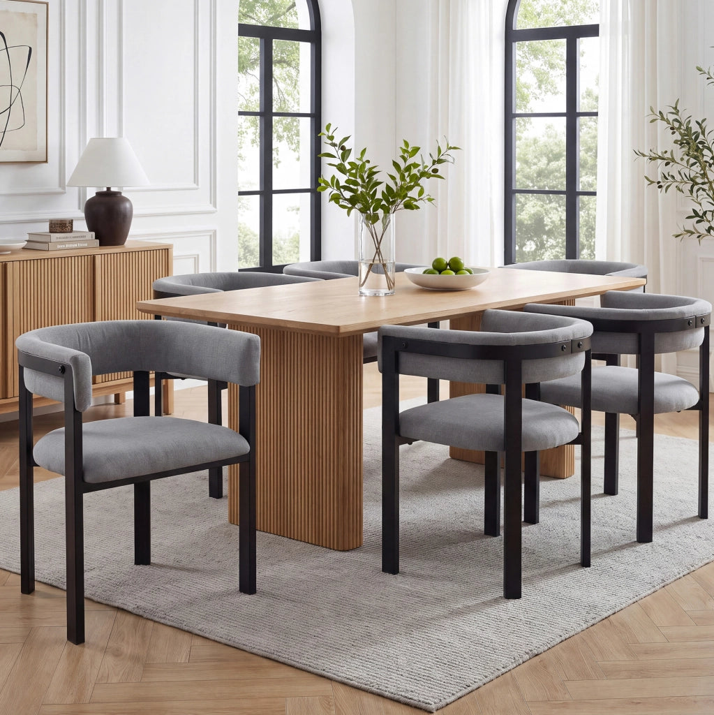 Set di 2 sedie da pranzo in chenille grigio
