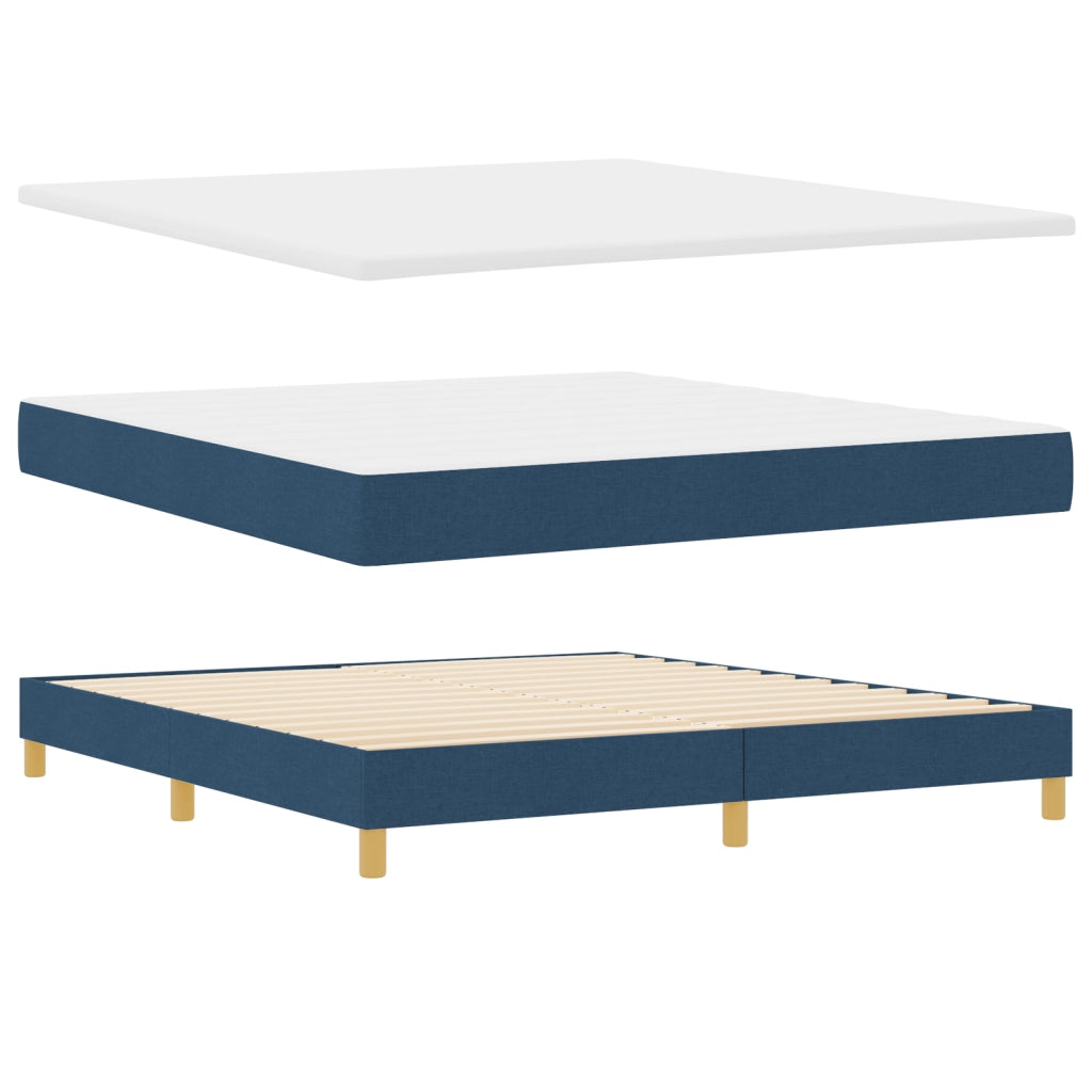 Letto a Molla con Materasso Blu 180x200 cm in Tessuto
