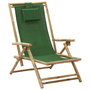 Sedia Reclinabile Relax Verde in BambÃ¹ e Tessuto cod mxl 13888