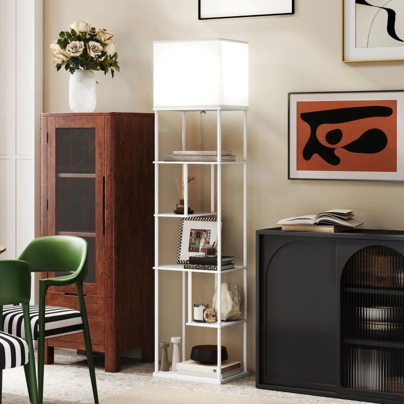 LAMPADA DA PAVIMENTO Con ripiani 40 x 29 x 171 cm Legno Bianco