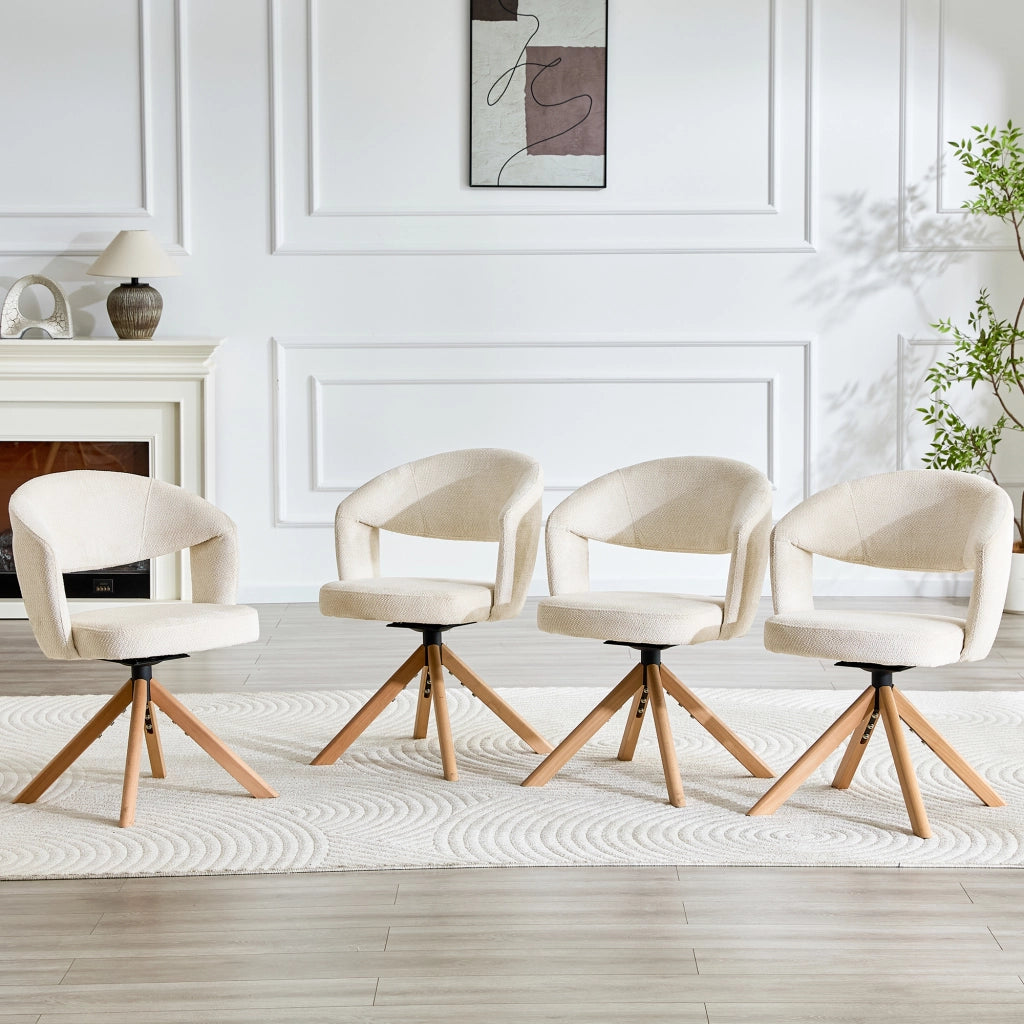 Sedie da Pranzo Girevoli Retro Set 2 ¨C MINIMAL ¨C Struttura Crema, Gambe Massello, Schienale Curvo