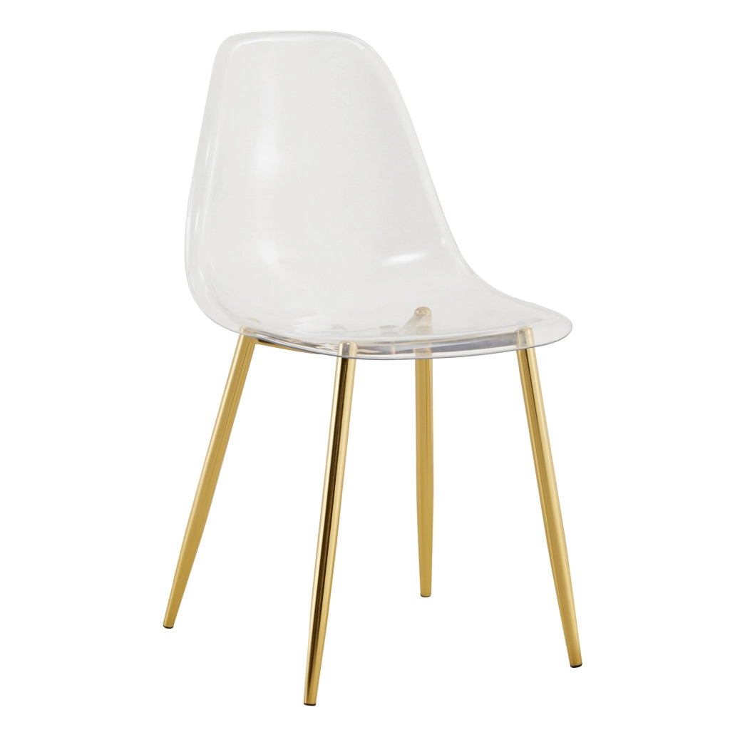 Set tavolo da pranzo e sedie con 1 tavolo rotondo e 4 sedie in vetro temperato; metallo e plastica oro trasparente