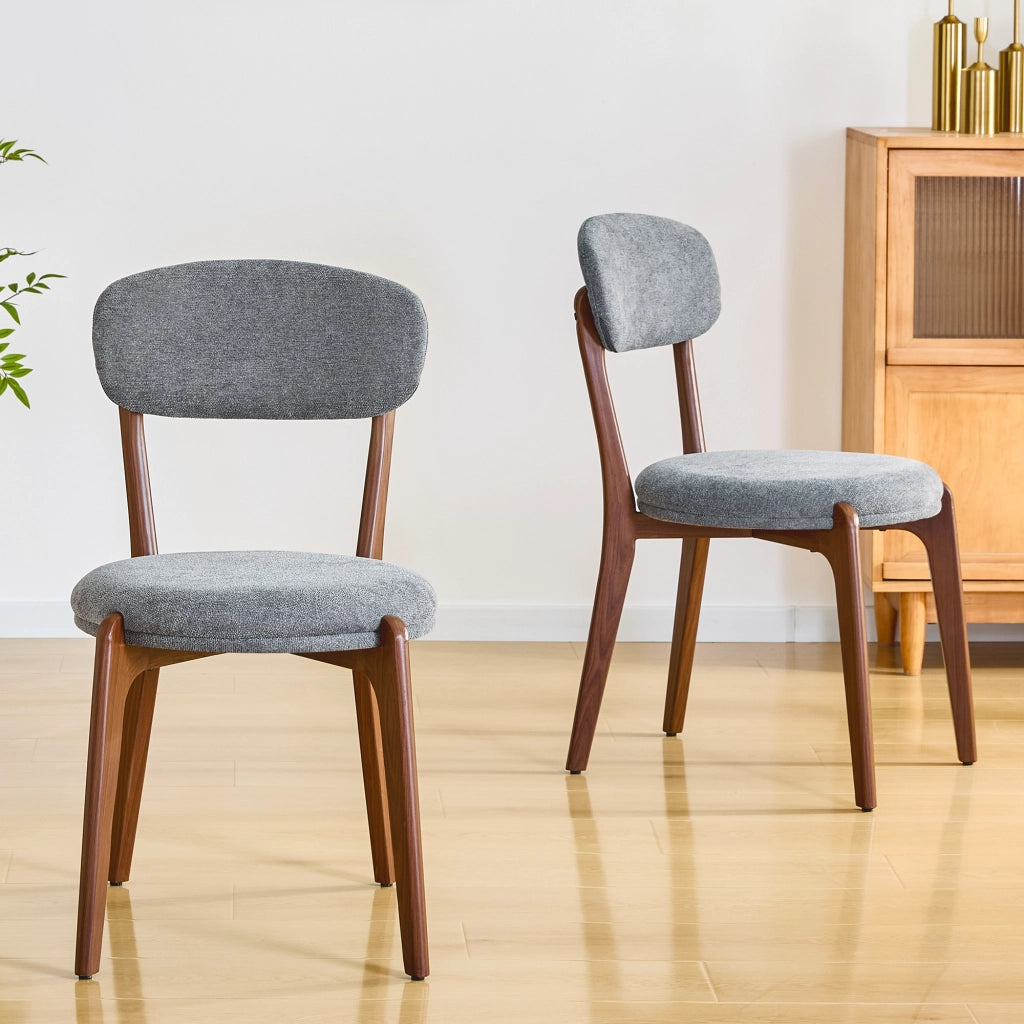 Set 2 Sedie da Pranzo in Tessuto di Lino Imbottite ¨C MINIMAL ¨C Stile Moderno, Grigio