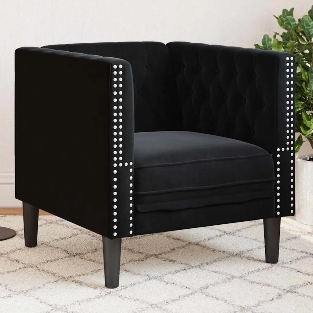 Divano Nero 74,5 x 71 x 70,5 cm Velluto 42013018