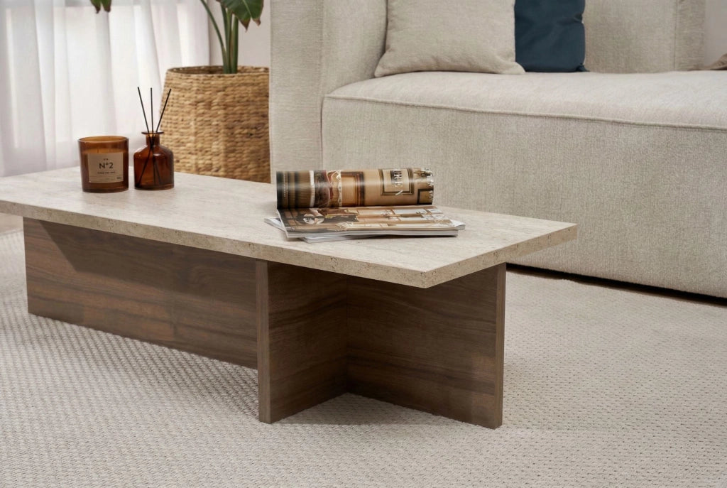 Tavolino in legno "Harbor" - 120 x 45 x 30 cm - Travertino