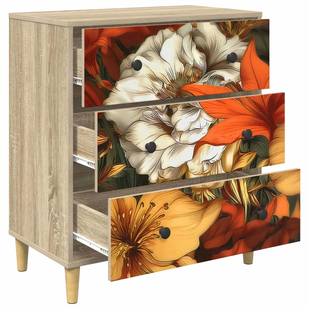 Cassettiera GENNEP stampa a gigli 66 x 36,5 x 75 cm Sonoma 8007355