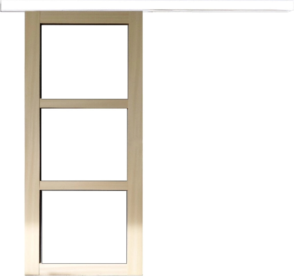 Porta scorrevole in legno Ayous Vetro trasparente H204 x L83 + Binario in alluminio bianco senza maniglia