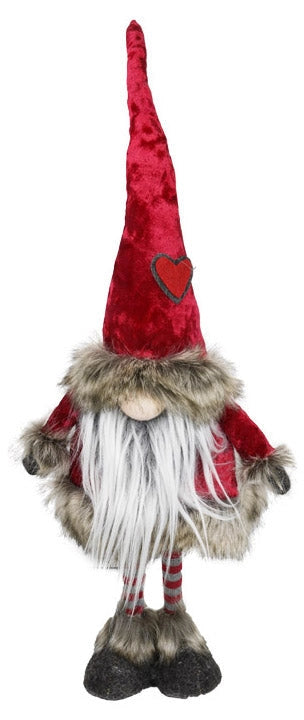 Gnomo di Babbo Natale H48 cm in Tessuto Bordeaux