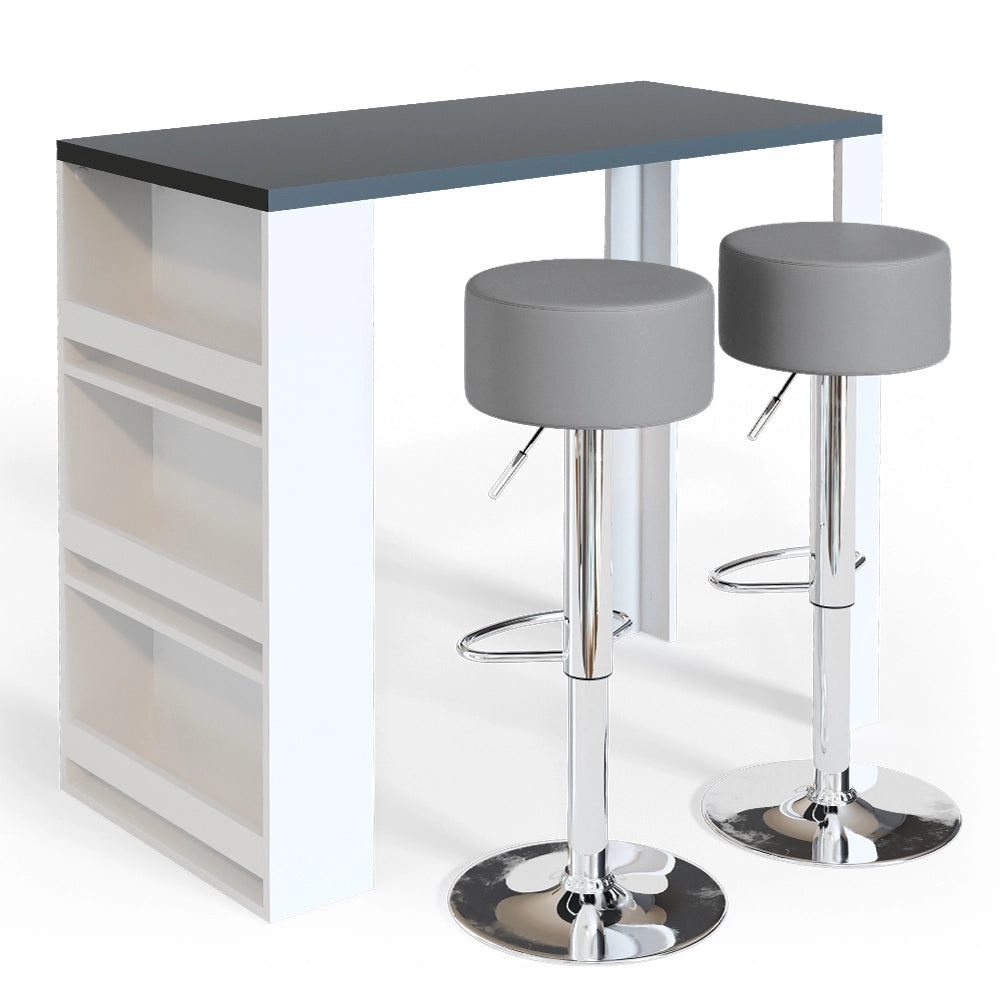 Vicco Tavolo bar con sgabelli Bianco/Grigio 57 x 117 cm con 2 sgabelli da bar