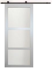 Porta scorrevole 'Greyria' rivestita in grigio chiaro larghezza 73 Ral 7035 + binario a rulli nero