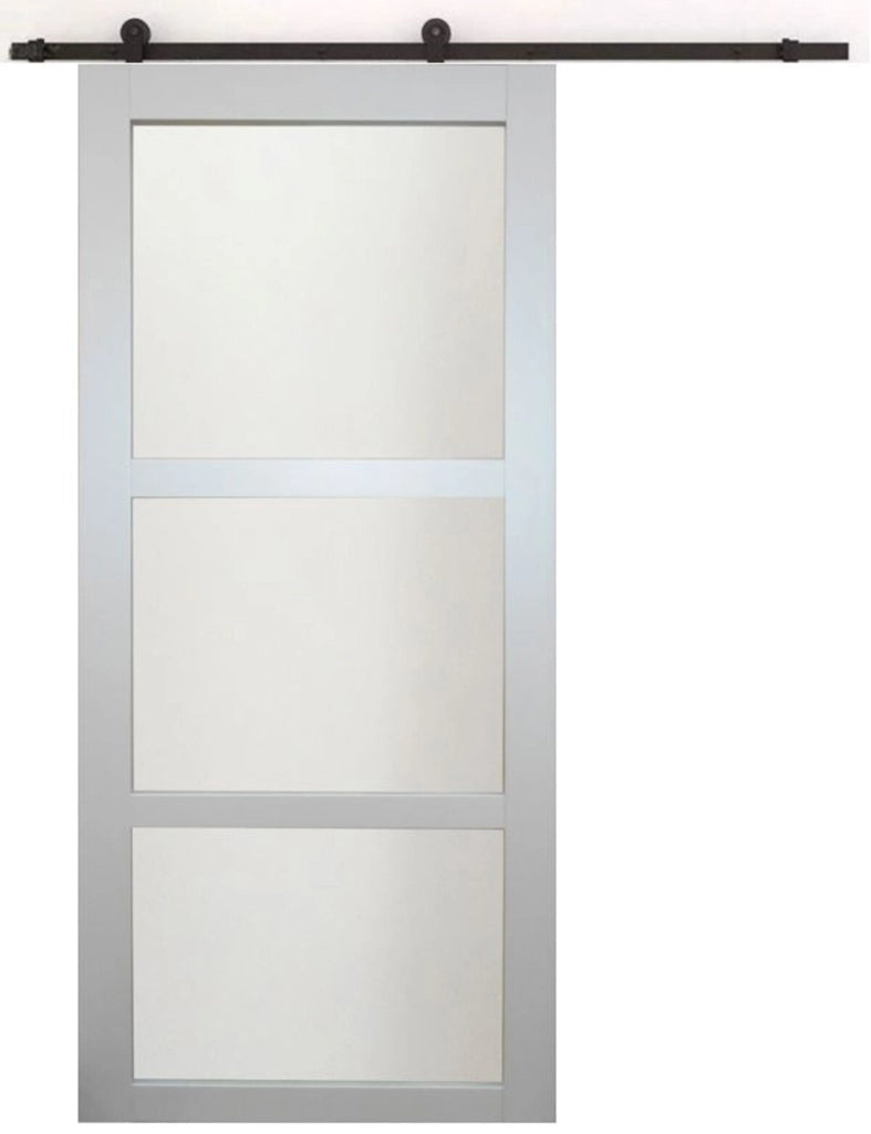 Porta scorrevole 'Greyria' rivestita in grigio chiaro larghezza 73 Ral 7035 + binario a rulli nero