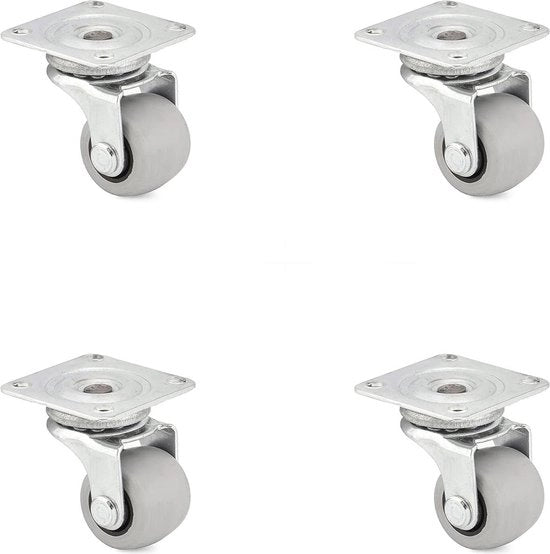 Set di ruote per mobili da 4 ruote - ruote di gomma silenziose - 30 mm - interno ed esterno - senza tracce - con freno