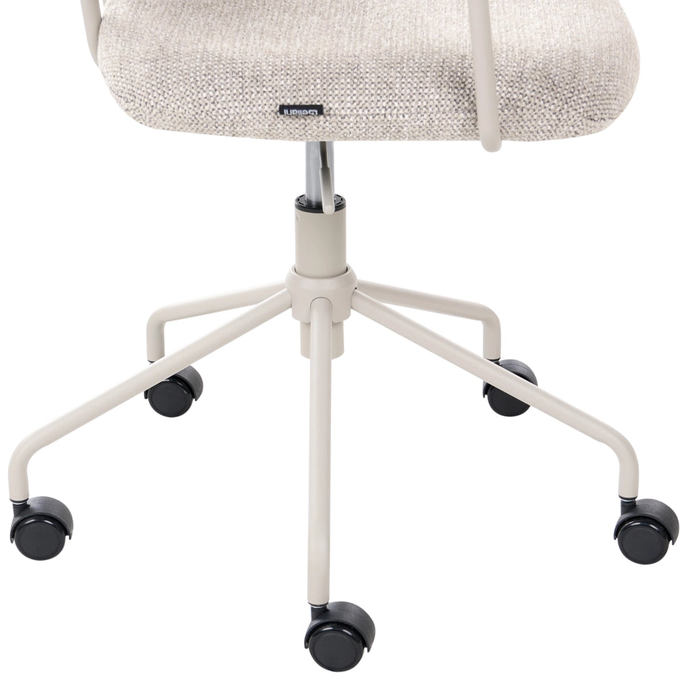 Sedia da ufficio con rivestimento in poliestere beige, regolazione in altezza e base girevole, per l'ufficio domestico