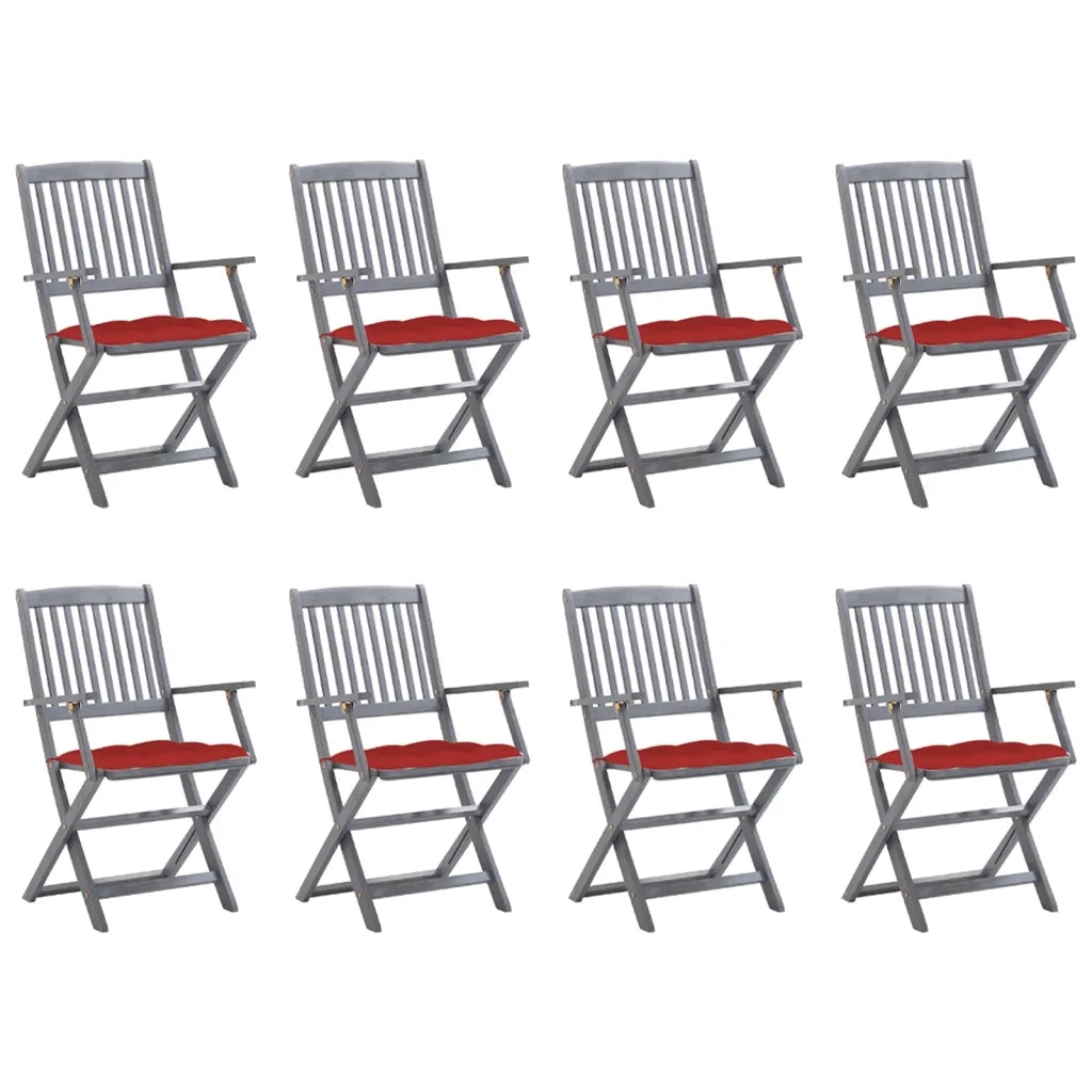 Sedie da Giardino Pieghevoli 8 pz con Cuscini Massello Acacia cod mxl 45860