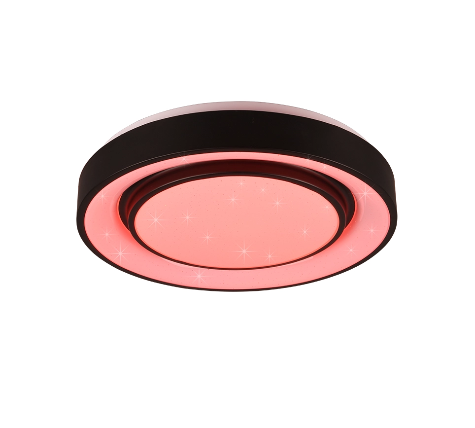 Plafoniera LED effetto cielo stellato, bordo nero, D 38 cm, Mona