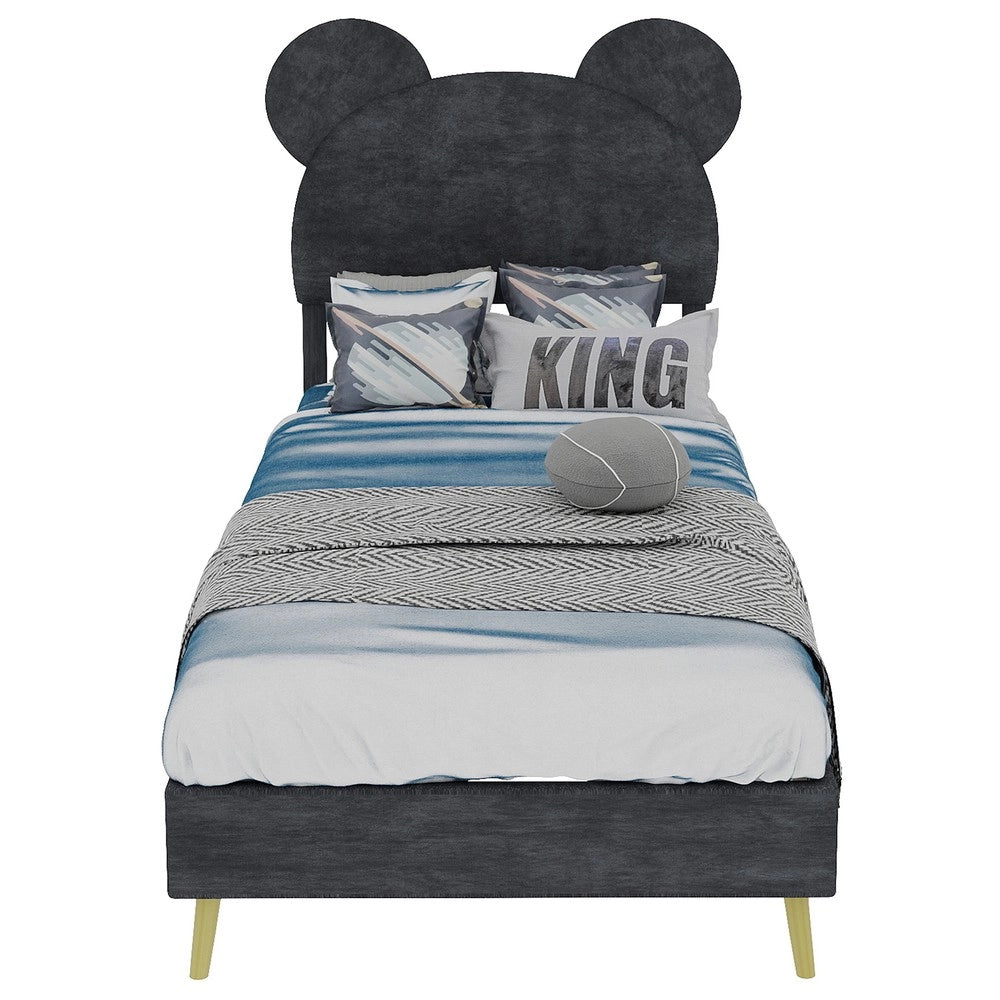 Letto imbottito con testiera ¨C Minimal ¨C grigio tessuto 90x200 cm