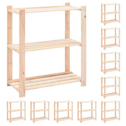 Scaffali a 3 Livelli 10 pz 80x38x90 cm in Massello Pino 150 kg cod mxl 44046