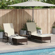 Lettino da sole 3 pcs Marrone e Bianco Crema 200 x 55 x 92 cm 365433