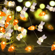 Illuminazione di Pasqua, 5 metri, 50 LED (contenitore batterie), slitta di illuminazione di Pasqua decorativa a forma di radice e coniglio, funziona con batterie, illuminazione di Pasqua uovo-perfetta, adatta per feste interne ed esterne.