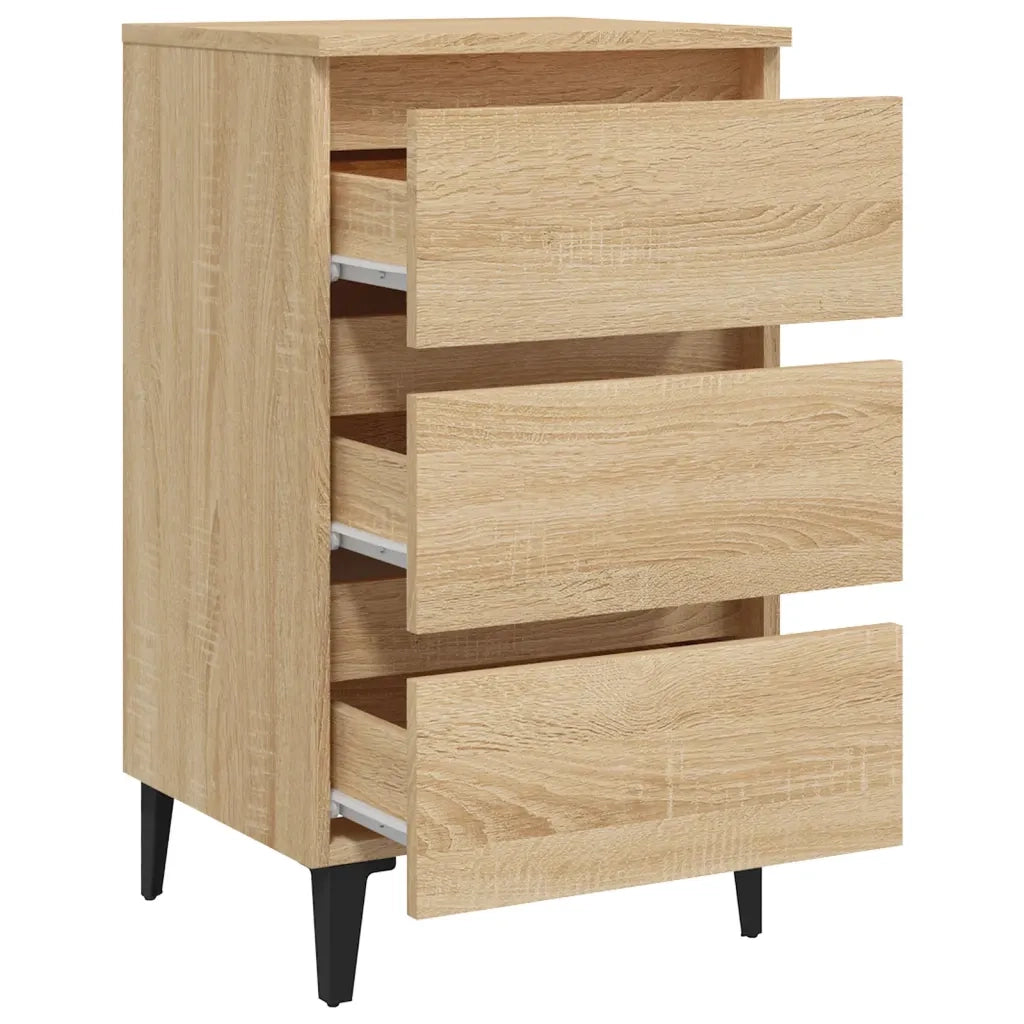 Comodino con Gambe in Metallo Rovere Sonoma 40x35x69 cm 805911