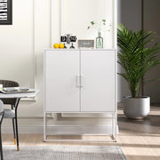 Mobile Credenza in Metallo con Ante Magnetiche ¨C MINIMAL ¨C Bianco, 85x40x109 cm