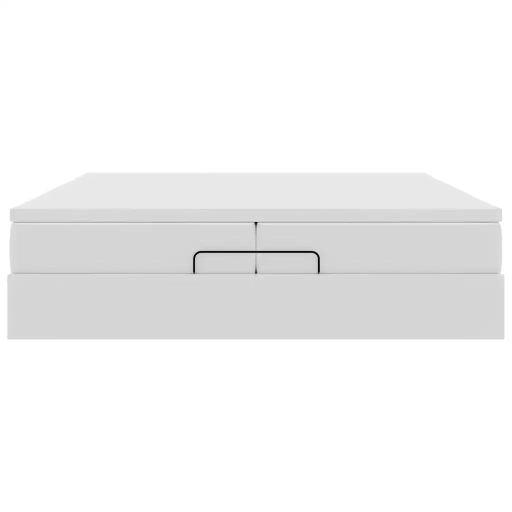 vidaXL Struttura Letto Pouf con Materassi Bianco 200x200 cm Similpelle