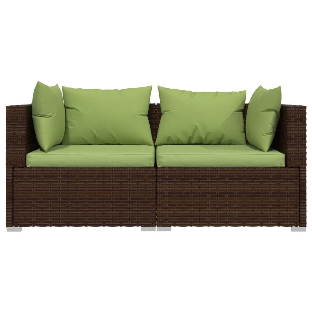Divano a 2 Posti con Cuscini in Polyrattan Marrone cod mxl 35919